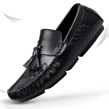 Zunanji luč mehko Usnje Moški Čevlji Loafers Slip Za Udobno Moccasins Stanovanj Priložnostne Čoln Vožnja čevlje velikosti, 38-46 delo čevlji