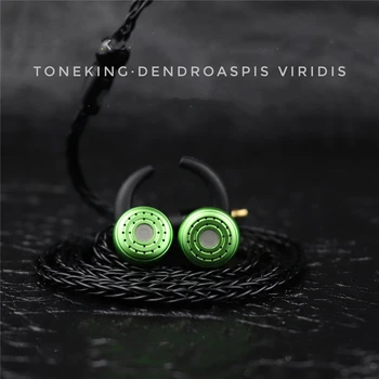 TONEKING Dendroaspis Viridis Zelena Mamba slušalke Trojno Prepone Fizično Crossover Kovinskih čepkov Ravno Glavo Dinamične slušalke