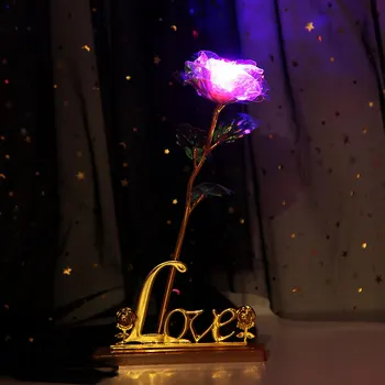 24k Zlata Folija Prekrita Rose Gold Leaf Rose Poročna Dobave Valentine 's Day Rojstni dan, Novo Leto, Darila, Božični Dekorativne Rože