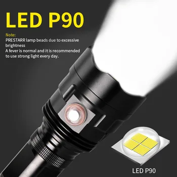 P90 Lučka Kroglice LED Glare Aluminij Zlitine Svetilka USB Polnilne High Power T3U Baklo