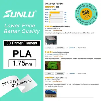 SUNLU 3D tiskalnik, ki z žarilno PLA 1.75 mm 1 KG (2.2 LBS) spool uporabite za 3D tiskalniki ali 3D peresa polnjenje z Reach RoHS Certifikat