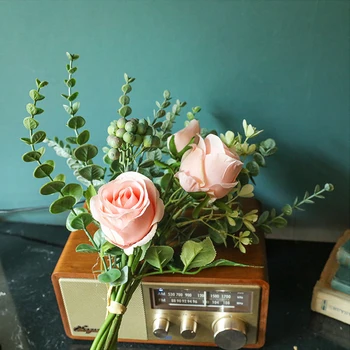 Umetno Cvetje Rose Šopek Ponaredek Rastlin Cvet Veje Festival Dobave Doma Namizni Dekor za Valentinovo Poroka