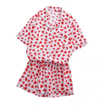 Ženske Pižame Bombaž Korejskem Slogu Sleepwear Harajuku Srčkan Proge Zajec Srca Miško Psi Natisnjeni Pižame Majice In Hlače, Določa