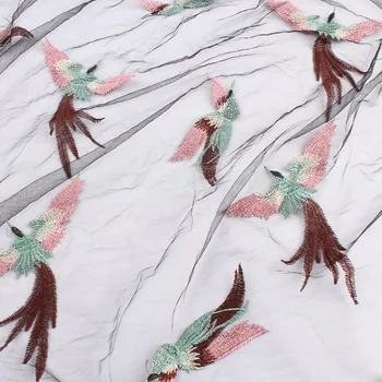 145 cm širok neto vezenine, ki plujejo pod ptice čipke tkanina za Poročne obleke DIY bela črna vezenje francoski til tkanine, čipke