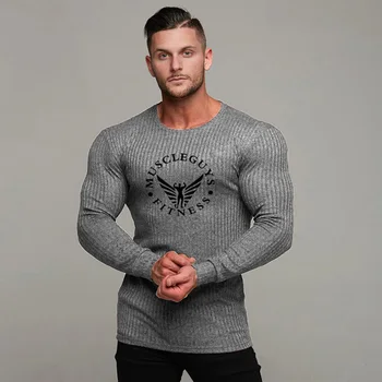 Muscleguys 2020 blagovna znamka modnih tanke moški pulover puloverji priložnostne jeseni fitnes pleteni pulover moških masculino jersey oblačila