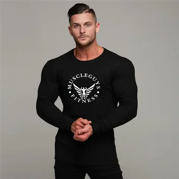 Muscleguys 2020 blagovna znamka modnih tanke moški pulover puloverji priložnostne jeseni fitnes pleteni pulover moških masculino jersey oblačila