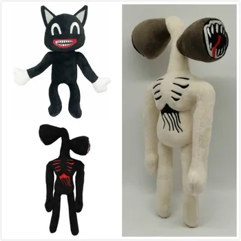 35 cm Sirene Glavo Anime Plushie Kawai Sirenhead Nagačene Živali Lutka Black Natisnjeni Risanke Mačka Plišastih Igrač za Fantov Rojstni dan Darila