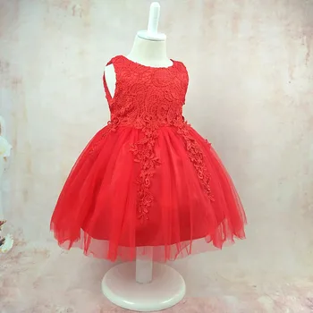 1-8Year Baby Toddler Tutu Obleko Belo Rdeče Žogo Obleke Stranka Fazi Princesa Obleke Družico Roža Punca Obleke Vestido Infantil
