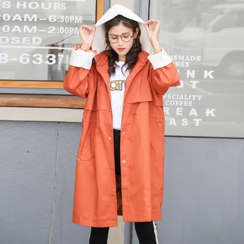 Windbreaker ženski 2020 novo pomlad jesen val študent hooded suknjič žensk korejski srednje dolgo ohlapno priložnostne delovna oblačila jakno plašč