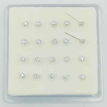 925 sterling silver Star kubičnih cirkon Nos Stud body piercing nakit 20pcs/paket