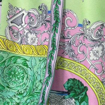 SEQINYY Dolgo Letnik Jarek Plašč 2020 Jeseni, Pozimi Novo Modno Oblikovanje Ženske vzletno-pristajalne Steze Zeleno Rumenimi Cvetovi Tiskanja Debele Outwear