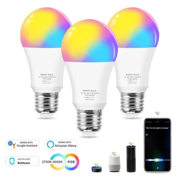 Wifi Smart LED 12W Žarnica E27 RGB CW Barvno Spreminjajoče se Svetlobe Zatemniti LED Lučka Združljiv Amazon Alexa Google Domači Siri Glasovni Nadzor