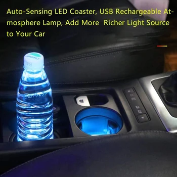 2pcs LED Avto vode Pokal Pad Luči Za BMW, Toyota, Lexus Chevrolet Barvita, LED Luči, LED Preproge Steklenico Svetilke Polnilnik USB