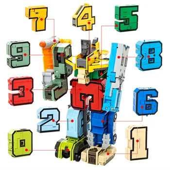 15Pcs Ustvarjalne DIY Montaža Izobraževalne Bloki Določa Ukrepe Slika Preoblikovanje Število Robot Deformacije Robot Igrače Za Otroke