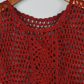 Nov prihod poletja ročno kvačkani votlih iz ženski top majica priložnostne brez rokavov pulover ženske T shirt 621