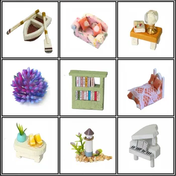 Miniaturne Hiše DIY Lutke Komplet za Punčko Hiše, Pohištvo, Lesene Hiše, Igrače Za Otroke, Darilo za Rojstni dan B21