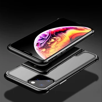 Luksuzni Majhen Kovinski Odbijača Primeru za iPhone 11 Pro Max Xr Ohišje HD Kaljenega Stekla Nazaj Kritje za iPhone Xs Max 8 7 Plus brez okvirjev