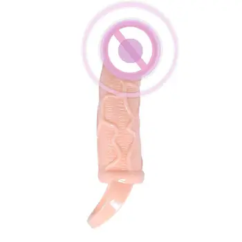 2016 Novo enkratno uporabo Kondoma Stimulacije glavice penisa Vibrator Penis Rokav z vibriranjem za Širitev Penis Extender Sex Igrača za Moške