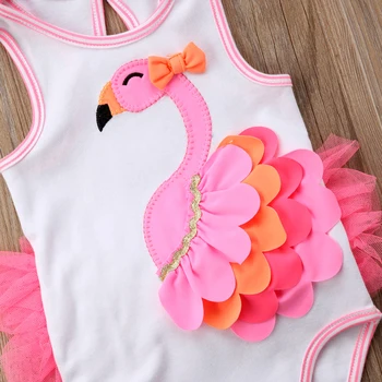 FOCUSNORM Newborn Baby Dekle Romper Oblačila Flamingo Cvet Lok Romper Jumpsuit Obleke Plažo, Oblačila