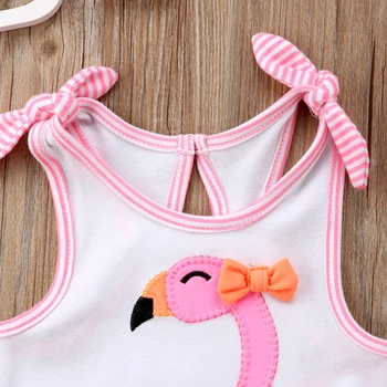 FOCUSNORM Newborn Baby Dekle Romper Oblačila Flamingo Cvet Lok Romper Jumpsuit Obleke Plažo, Oblačila