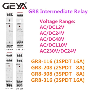GEYA GR8 AC230V DC24V Vmesni Rele Pomožni Rele 8A 16A SPDT Electronic Relay Stikalo