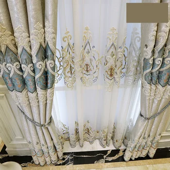 Zavese po meri Luksuzni Evropski slog villa z žametno vezene zavese spalnici zavese in tila E106