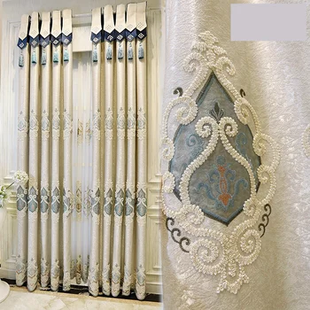Zavese po meri Luksuzni Evropski slog villa z žametno vezene zavese spalnici zavese in tila E106