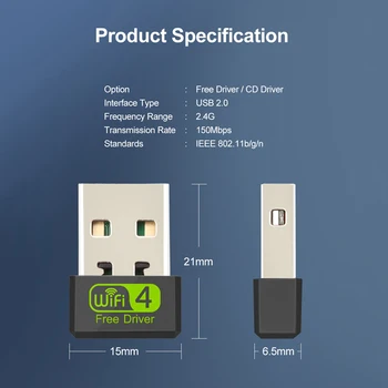 OSEVPORF Mini USB WiFi Adapter 150Mbps Wi-Fi vmesnik Za PC, USB, Ethernet, WiFi Dongle 2.4 G Omrežna Kartica Wirless Wi Fi Sprejemnik