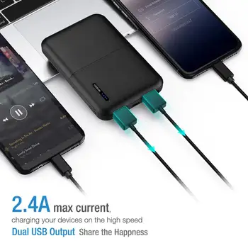 10000mAh Mini Power Bank Dvojno USB Prenosni Polnilec Zunanje Baterije Pametni Moči Banke Ultra-tanek USB Kabel