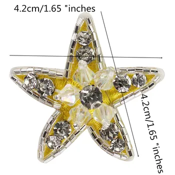5set Beaded Zvezde Obliži Sequined Kristalno Motivi za Vezenje Aplicirano Ročno Značko za Kape, Torbe, Okrašena Šivalni Pribor