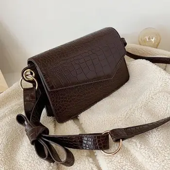Retro Moda Kvadratnih Crossbody vrečko 2019 Novo Kakovost PU Usnja Ženske Oblikovalec Torbici Krokodil vzorec Ramenski Messenger Bag