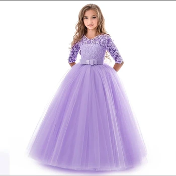 Najstniška Obleko Za Deklice, Trdna Dolg Rokav Princesa Eleganten Kostum Cvet Dekleta Poročno Zabavo, Dekleta Obleke Rojstni Dan Vestidos
