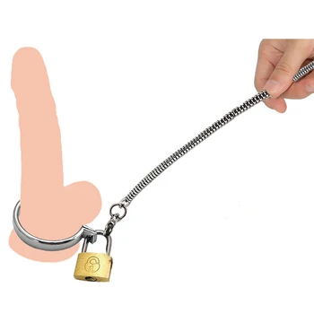 Moški Žogo Moda Nosila kovinski penis zaklepanje petelin Obroč verige SM ropstva zadrževanje Zamudo izliv BDSM Spol Igrača za človeka