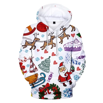 3D Novo Leto Hoodie Vesel Božič Hoodies Moški Ženske Skp Sweatshirts Moda Božič Hooded Fant dekle Otroci lepo puloverji