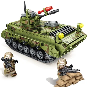 SEMBO 376pcs Vojaške WW2 Vojske Tank Tip Vozila 86 Gosenicah Walker gradniki figuric Fant Izobraževalne Igrače Opeke
