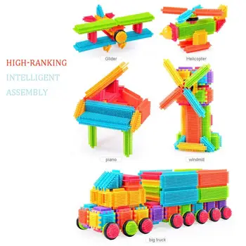 150pcs Ščetinami Oblike 3D Stavbe, Bloki, Ploščice za Gradbeništvo Playboards Inteligentni Skupščine Izobraževalne Igrače za Otroke, Igrajo