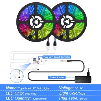 Tuya Smart LED Trak Svetlobe WiFi RGB Svetlobe LED Trak 12V 5050 Delo z Alexa Google Voice Daljinski upravljalnik 30LED/m Glasbe sinhr