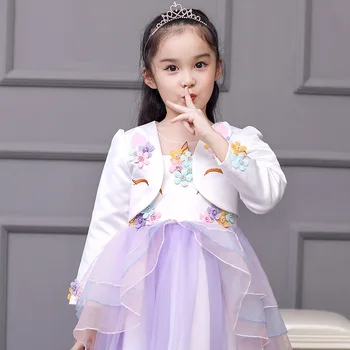 2020 Nove Dolg Rokav Vrhnja Plast Za Dekleta Obleke Jeseni Dekleta z Dolgimi Rokavi Otroci Obleko Za Deklice, Samorog Jakna 3 12Y