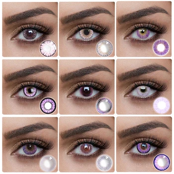 1 Par Barvne Kontaktne Leče Vijolična Vijolična leče za oči očala dotik 12 Barv Kozmetični Ličila Orodja big eye Barvne imenik