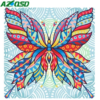 AZQSD Diamond Slikarstvo Navzkrižno Šiv Metulj Živali Kit Mozaik Krog Nosorogovo