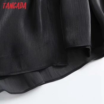 Tangada Moda za Ženske Visoke Kakovosti Saten Dolgo Obleko Nov Prihod Dolg Rokav Dame Majica Obleko Vestidos 4C40