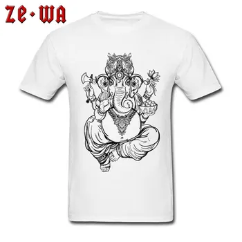 Ganesha Tshirt Slon Bog Majica s kratkimi rokavi Moški Črno Belega T-shirt Preprosto Priložnostne Darilo za Rojstni dan Obleko Bombaž Vrhovi Tees Fitnes