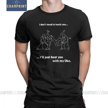 Moški Aikido T-Majice Premagati vas s svojim Uke Novost Crewneck Kratek Rokav Vrhovi Cotton Tee Shirt Grafiko, ki je Natisnjena Majica Plus Velikost