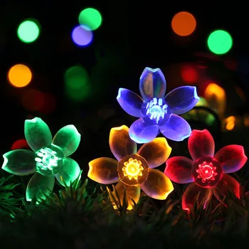 Zunanji WaterproofLEDSolar Pogon Niz Luči Češnjev Cvet Cvet Obliko Utripajoča Luč Breskov Cvet Lučka Niz Božič