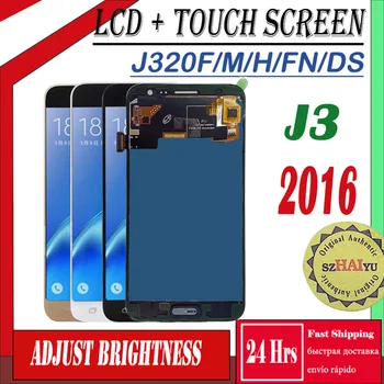 SZHAIYU SM-J320FN/F/M/H/DS Za Samsung Galaxy J3 2016 J320 Zaslon LCD + Touch Screen J320F J320FN J320H J320M Prilagodite brighness