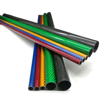 2 KOS Barva 3K Ogljikovih vlaken, okrogla cev Dolžine 500mm visoko trdoto OD 12 mm 16 mm 20 mm 25 mm, Modra, Rdeča, Srebrna, Zelena