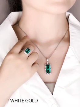 Zeleni biser, Smaragdno crystal,obeski za ženske， ogrlica za ženske，925 sterling srebro，verigi okoli vratu kpop nakit