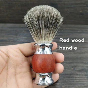 Dscosmetic man pure jazbec lase britje krtačo z rdečo leseni ročaj za človeka mokro britje