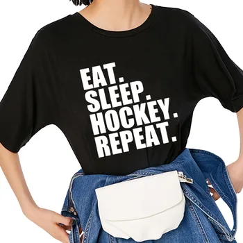 Jesti, Spati, Hokej Ponovite Harajuku T Shirt Smešno majica s kratkimi rokavi Ženske Oblačila, Casual Kratek Rokav Vrhovi Tees Plus Velikost