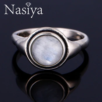 Nasiya Luxury Letnik Moonstone Obroči Solid Silver Nakita, Dragih Kamnov, Obroči Za Ženske Obletnico Debelo Dropshipping